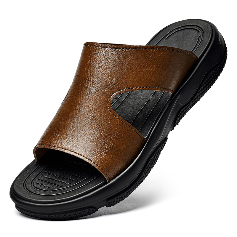 Men's Leather Slide Sandals No - đánh giá và giá Men'S Shoes Hey Dude