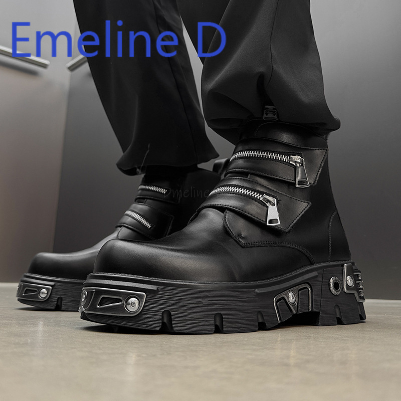 Dark Punk High Top Shoes Fashi - đánh giá và giá Men'S Shoes Increase Height